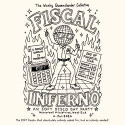 Wonky Tea Towel - Fiscal Inferno  Design
