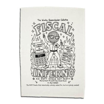Wonky Tea Towel - Fiscal Inferno  Thumbnail