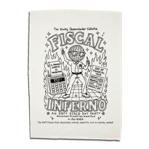 Wonky Tea Towel - Fiscal Inferno  Thumbnail