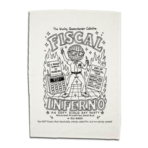 Wonky Tea Towel - Fiscal Inferno  Thumbnail
