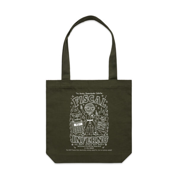 Wonky Tote - Fiscal Inferno EOFY 2026 (white print) Thumbnail