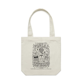 Wonky Tote - Fiscal Inferno EOFY 2026 (black print) Thumbnail