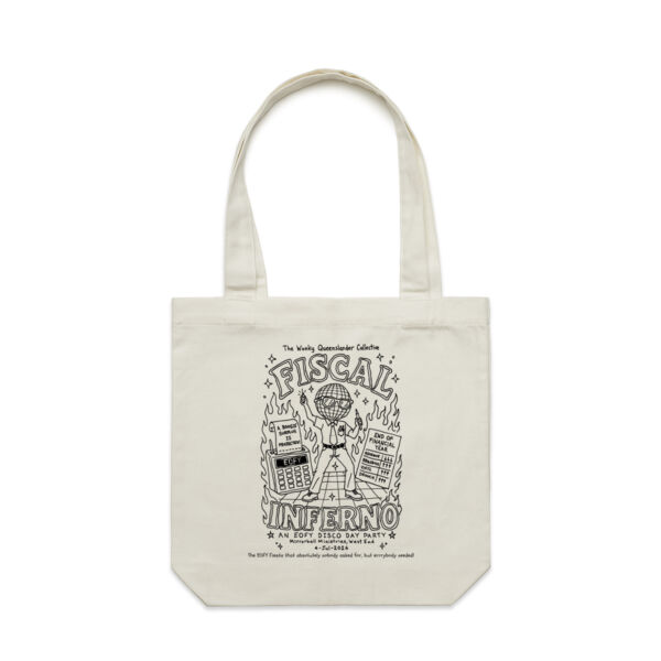 Wonky Tote - Fiscal Inferno EOFY 2026 (black print) Thumbnail